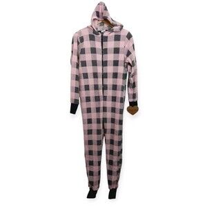 Totally Pink Long Sleeve Footless Pajama Women's Size Medium Soft Zipper